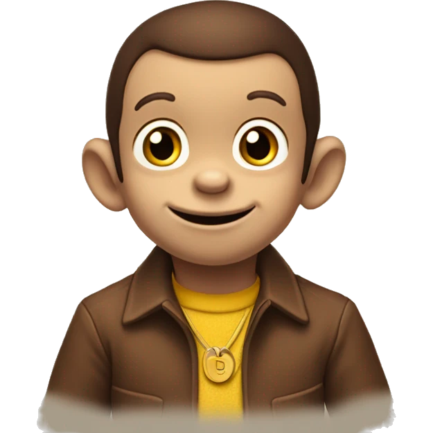 Curious George looking up with one hand on his chin and other crossed emoji