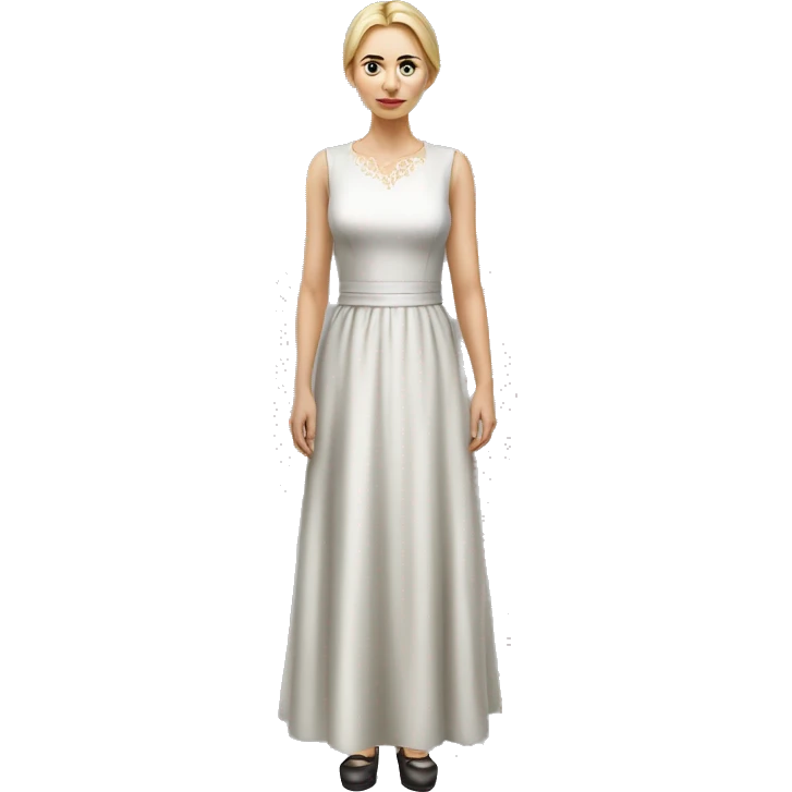 Russian woman full length in dress photorealistic serious emoji