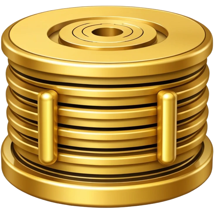 Google quantum computer gold tower with circular disks and tubes emoji
