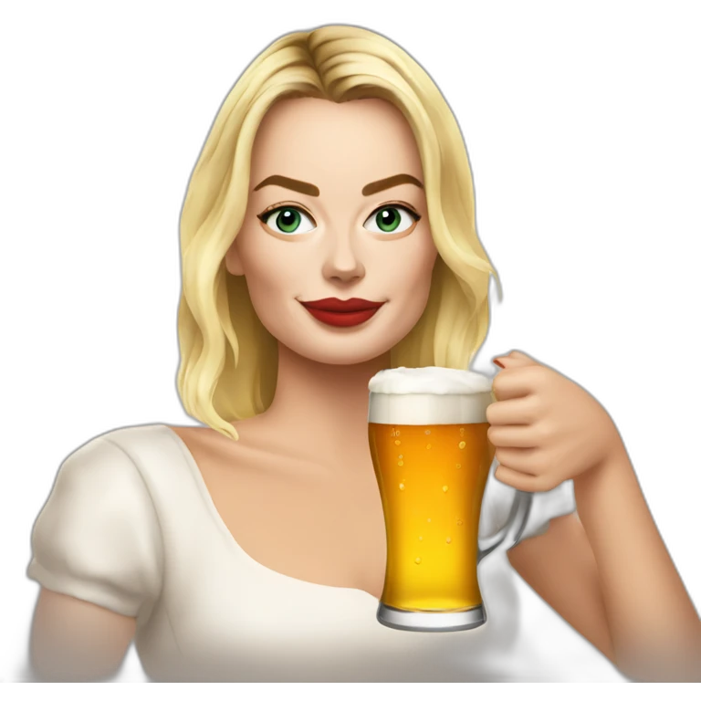 Margot Robbie drinking beer emoji