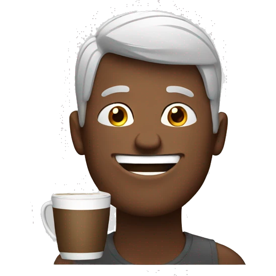happy guy drinking coffe emoji