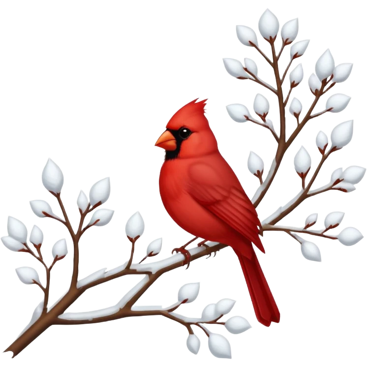 cardinal on snowy branch emoji