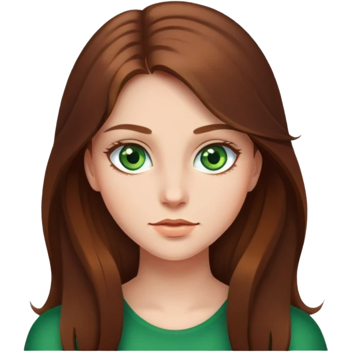 Long and brown hair, green eyes girl emoji