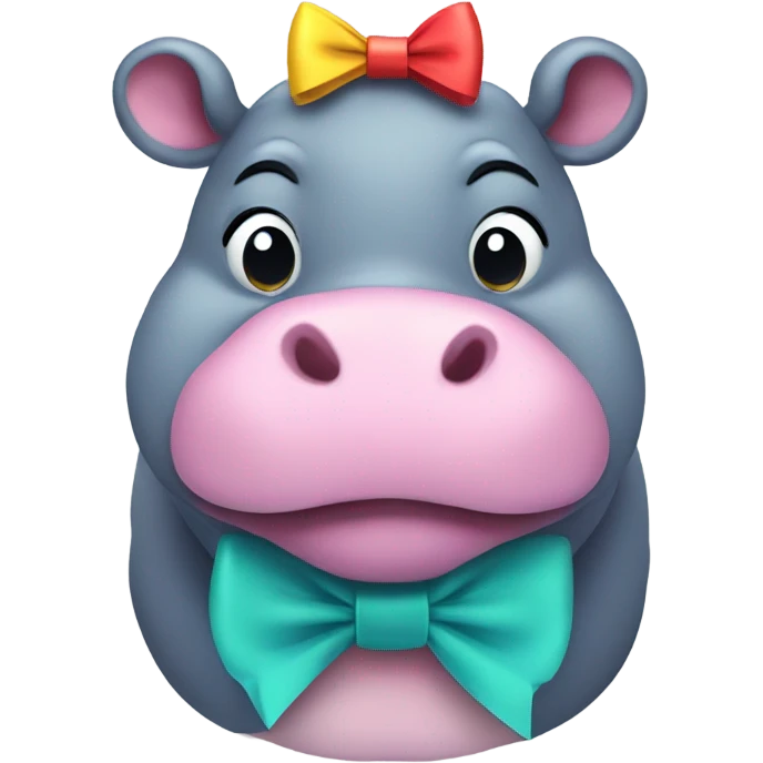 Hippo wearing a bow emoji