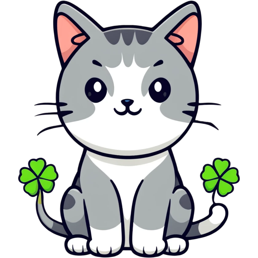 cat holding a clover emoji