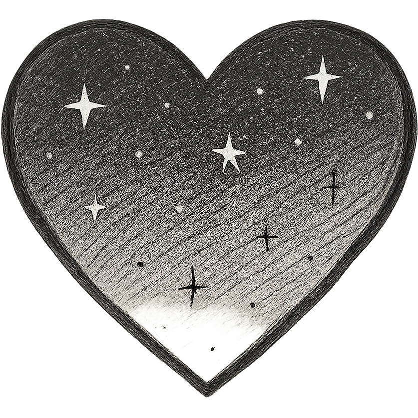 heart with a night sky gradient, tiny stars scattered, midnight theme emoji