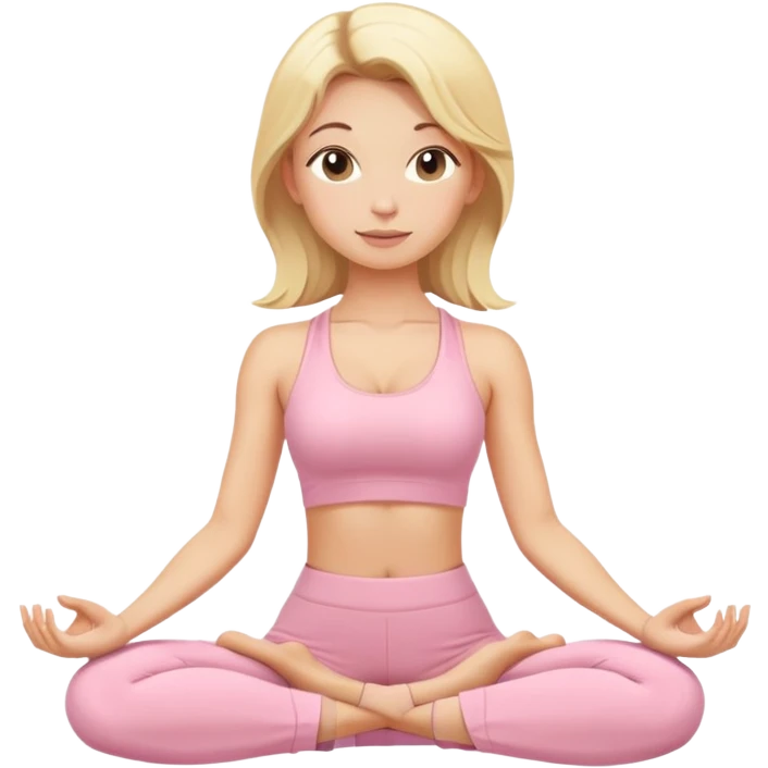 blonde yoga girl light pink clothes n emoji