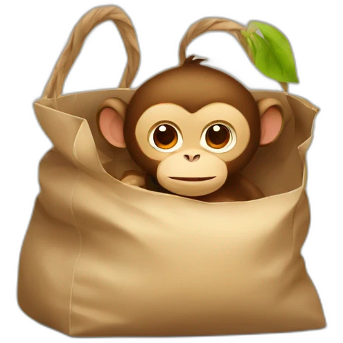 Little monkey is sitting in the bag emoji