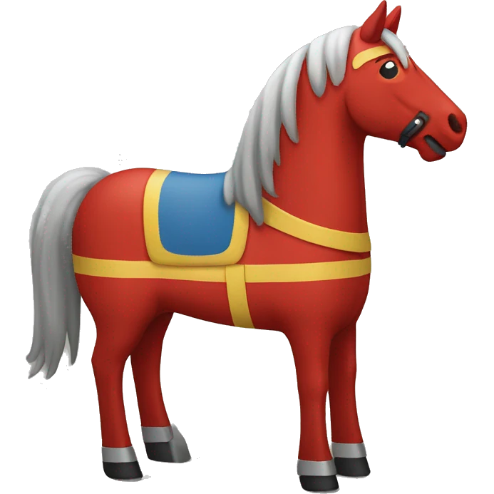 Red wooden horse with Swedish design emoji