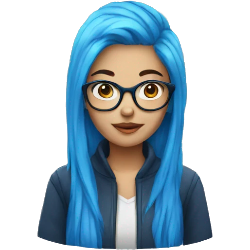 girl with blue hair and glasses emoji