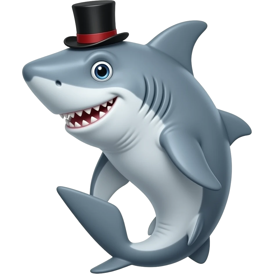 Shark with a top hat emoji