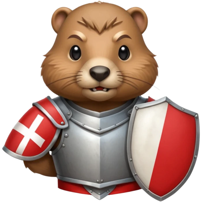 polish husaria miliatry unit but its a beaver, make him with a face like is the best fighter of all times with polish flag logo, not the whole body only the tors emoji