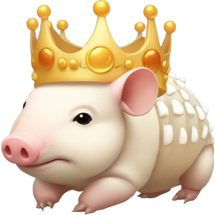 Albino chubby round armadillo pig panda centipede armadillo wearing a crown emoji
