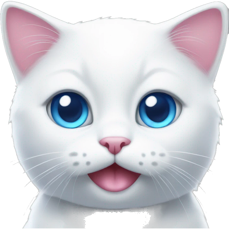 white cat with blue eyes and a pink bow emoji