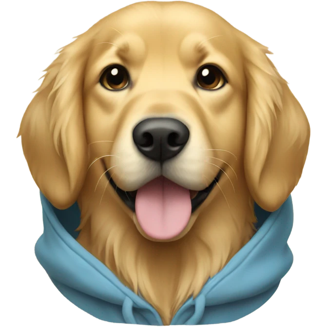 Golden retriever wearing a hoodie emoji
