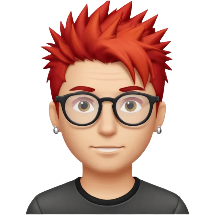 red spiky hair with glassess and earrings guy emoji