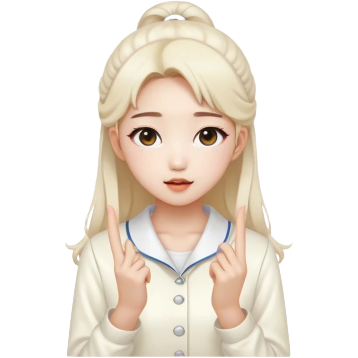 lesseo korean idol girl from girl group ive wearing cute white cream clothes emoji