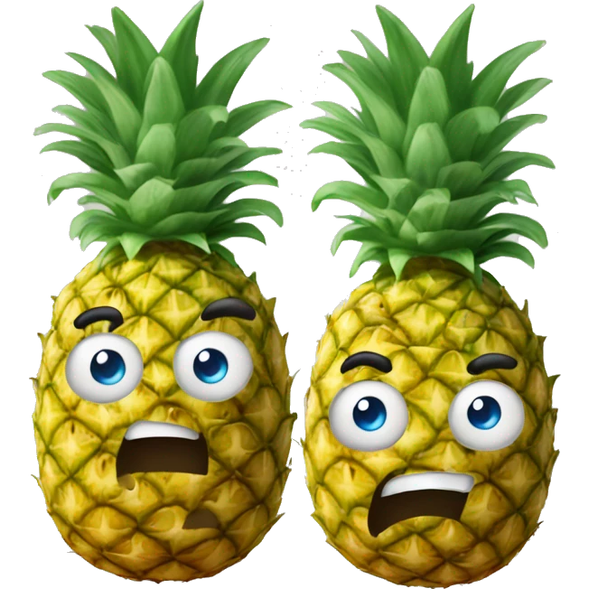 One pineapple with two faces emoji