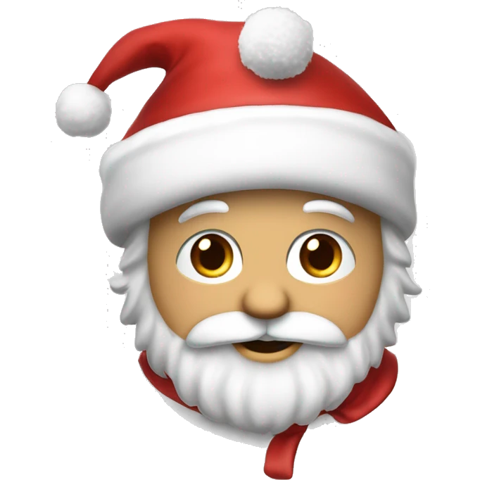 “An adorable Santa with a red suit, fluffy white beard, rosy cheeks, big eyes, and a red hat with a white pom-pom réaliste  emoji