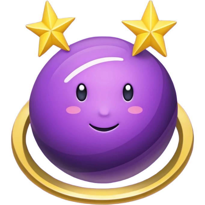 Purple planet, yellow star rings emoji