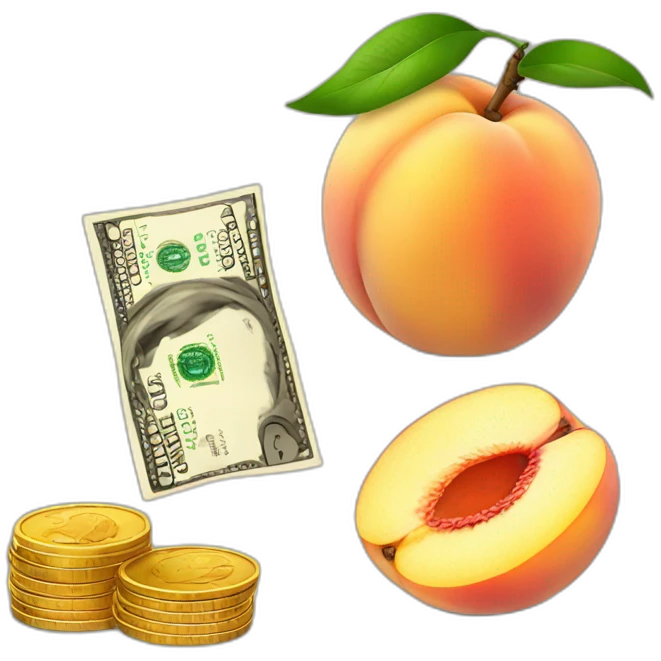 peach fruit with money coins emoji