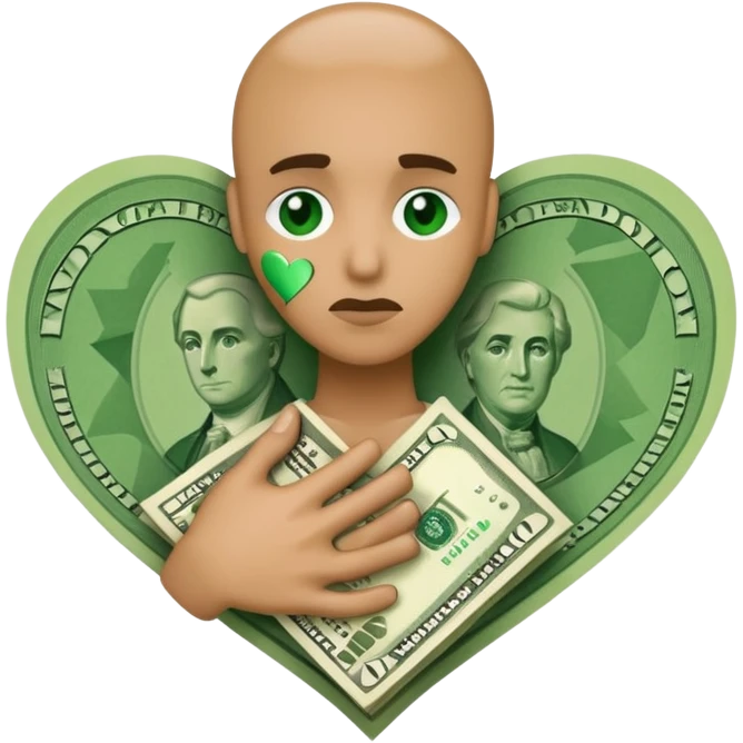 A broken heart glued together by dollars emoji