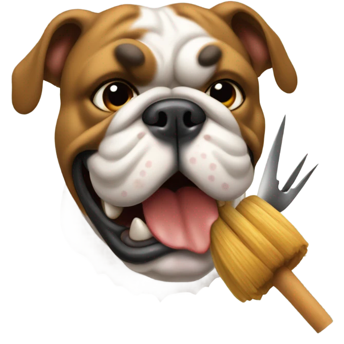 Bulldog with pitchfork emoji