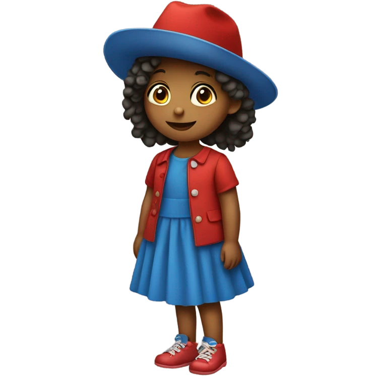 Little girl with red hat and bleu dress emoji