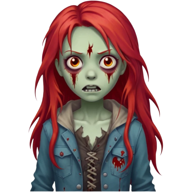 garota zumbi assustadora com o cabelo vermelho longo emoji