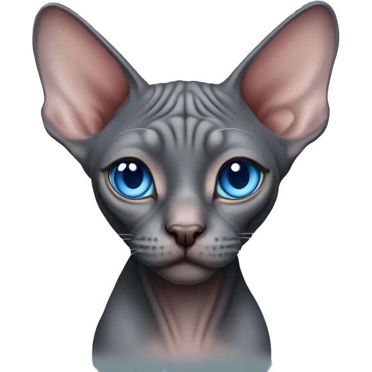 Dark grey pinkish sphynx cat with blue eyes emoji