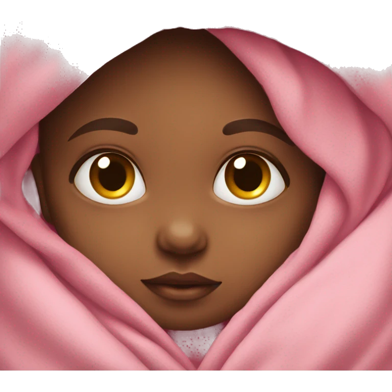 A baby girl wrapped in a pink blanket  emoji