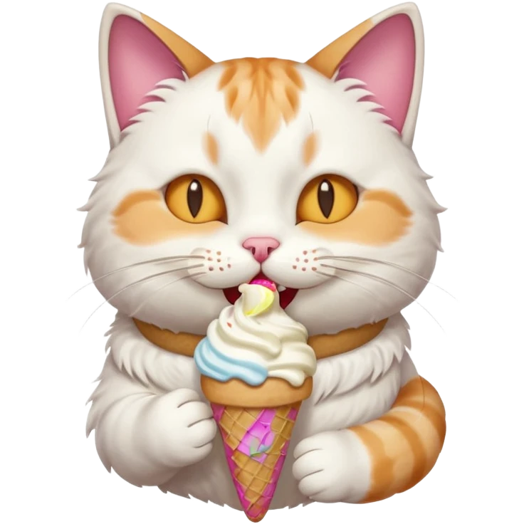 A cat enjoying an ice cream, eyes closed in delight, portrait, bust up emoji