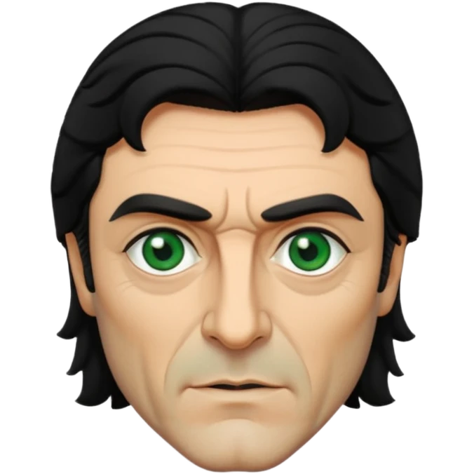 Ian McShane with green eyes, black hair emoji