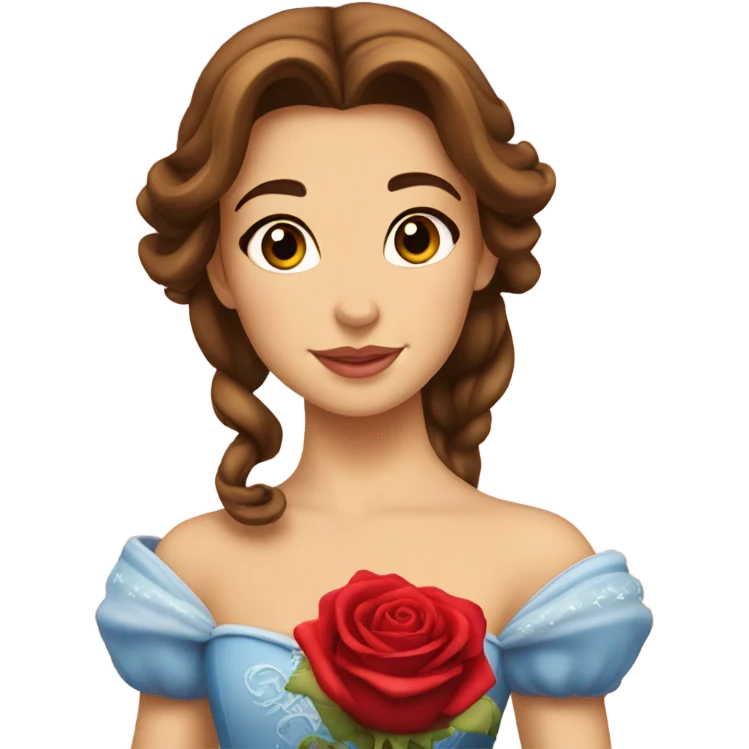 Princess Belle with rose emoji