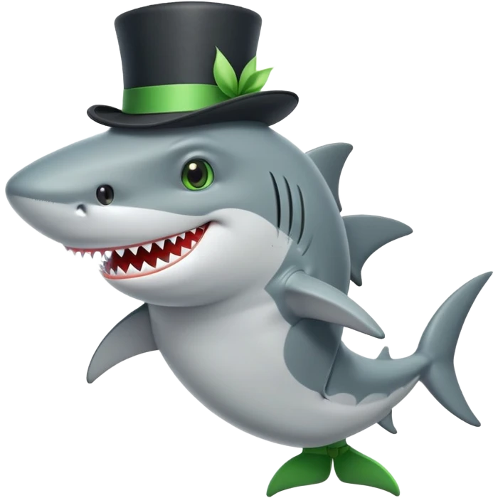 Shark with a top hat and green boots emoji