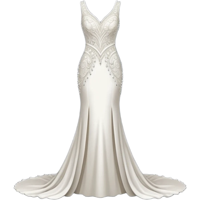 Hyper Realistic ornate 
Minimalistic diamonds and peals sheath Wedding dress displays emoji