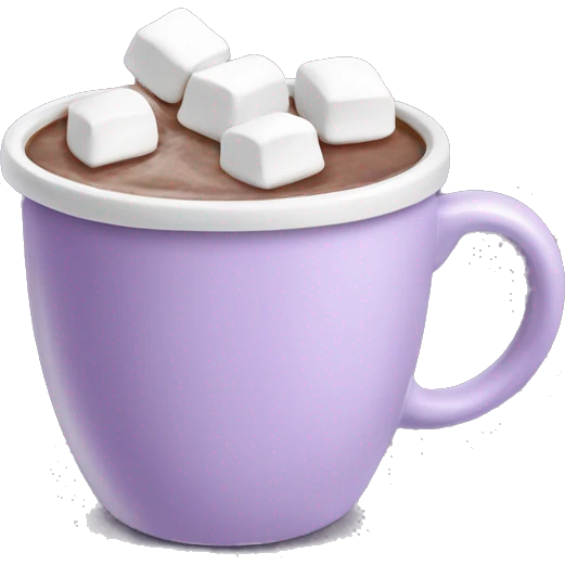 Light purple mug of hot chocolate with marshmallows  emoji