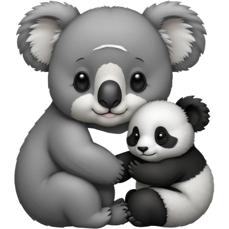 Big koala holding hand with small panda emoji