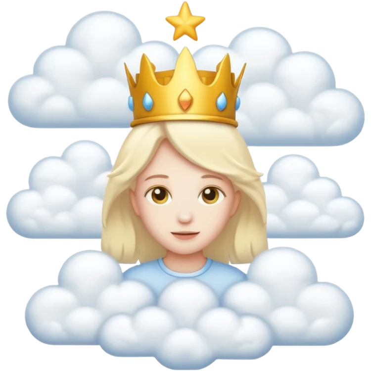 heaven filled with fluffy clouds, golden castles, and cute angels in emoji style emoji