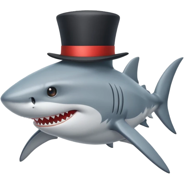 Shark with a top hat emoji