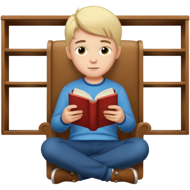 boy reading in the library full body emoji