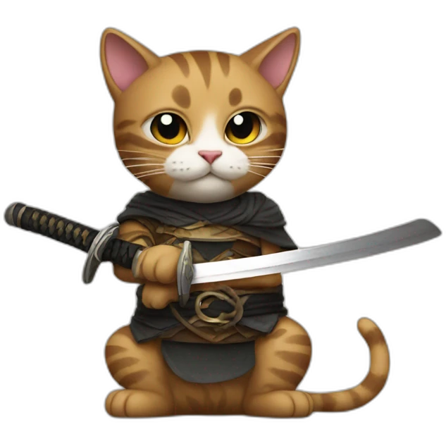 cat holding katana emoji