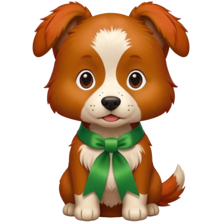 dog with head ribbon and green shirt emoji