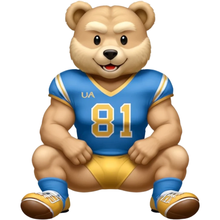 Can you create a emoji of threw Nebraska Cornhusker mascot sitting on top of the UCLA Bruin mascot emoji