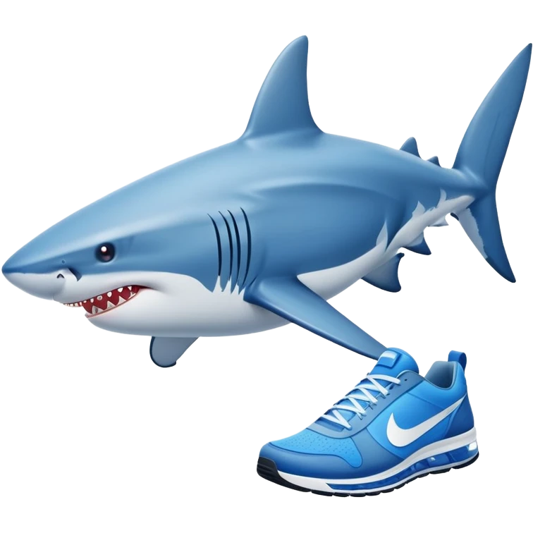 Shark whith nikes shoes in blue emoji