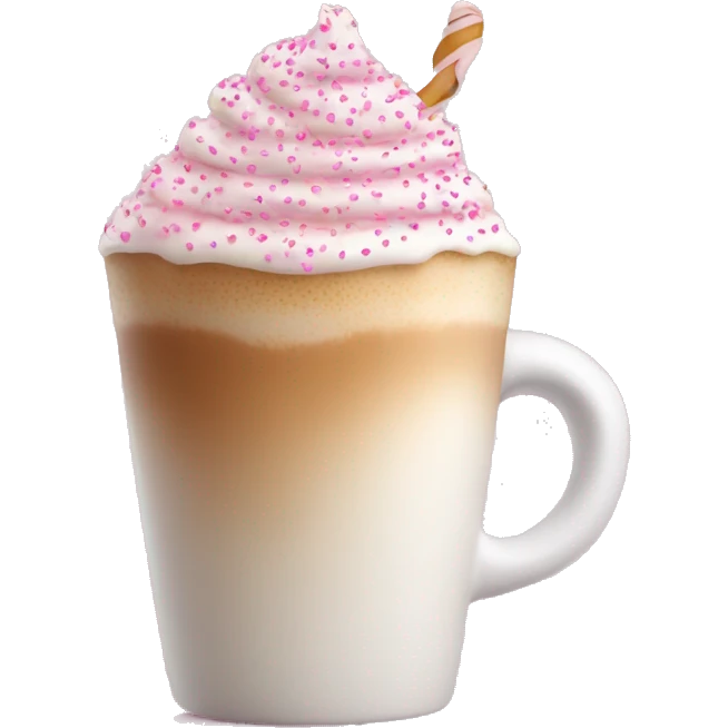 Latte in small cup with pink sprinkles emoji