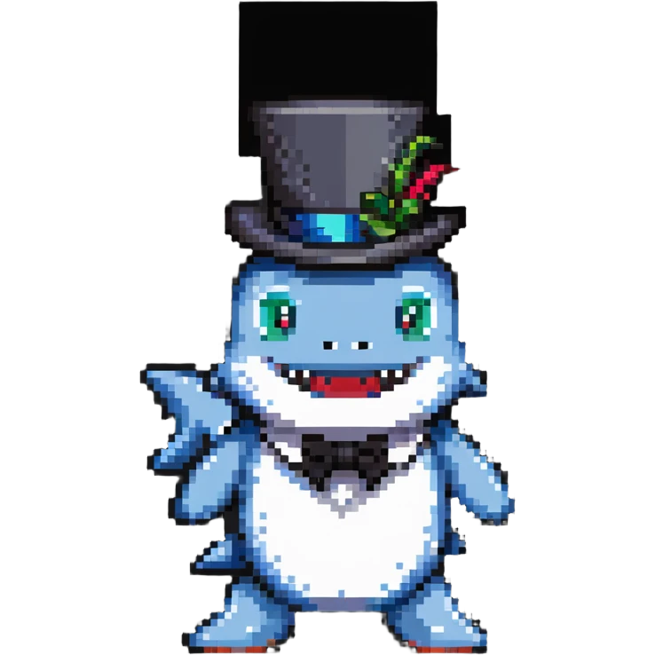 shark wearing a top hat emoji