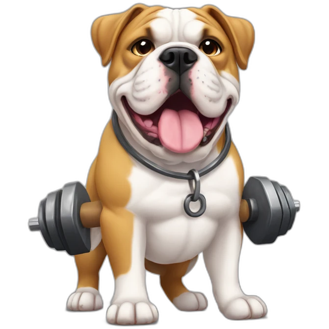 Muscly American bulldog with weights emoji