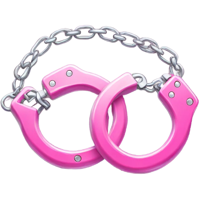 2 Pink metal handcuffs connected with a chain emoji