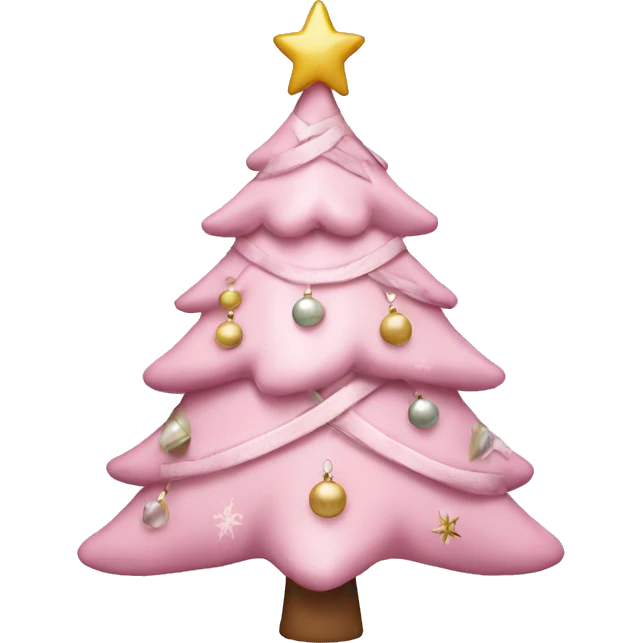 Pastel pink decorated Christmas tree emoji